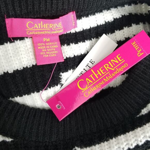 Catherine Malandrino Striped Knit Sweater Size Petite Medium New With Tag - Picture 2 of 10